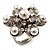 Bridal Imitation Pearl Crystal Floral Ring (Silver Tone) - view 5
