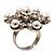 Bridal Imitation Pearl Crystal Floral Ring (Silver Tone) - view 8