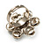Bridal Imitation Pearl Crystal Floral Ring (Silver Tone) - view 7