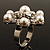 Bridal Imitation Pearl Crystal Floral Ring (Silver Tone) - view 10