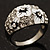 Dome Shaped Crystal Flower Ring (Silver Tone) - view 6