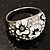 Dome Shaped Crystal Flower Ring (Silver Tone) - view 8