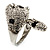 Swarovski Crystal Rhodium Plated Leopard Ring - view 9