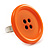Orange Plastic 'Button' Ring (Silver Tone Metal) - Adjustable - view 2