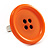 Orange Plastic 'Button' Ring (Silver Tone Metal) - Adjustable - view 7