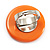Orange Plastic 'Button' Ring (Silver Tone Metal) - Adjustable - view 6