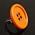 Orange Plastic 'Button' Ring (Silver Tone Metal) - Adjustable - view 4