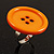 Orange Plastic 'Button' Ring (Silver Tone Metal) - Adjustable - view 3