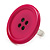 Deep Pink Plastic 'Button' Ring (Silver Tone Metal) - Adjustable - view 9