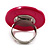 Deep Pink Plastic 'Button' Ring (Silver Tone Metal) - Adjustable - view 4