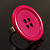 Deep Pink Plastic 'Button' Ring (Silver Tone Metal) - Adjustable - view 2