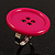 Deep Pink Plastic 'Button' Ring (Silver Tone Metal) - Adjustable - view 7