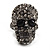 Gun Metal Swarovski Crystal Skull Ring - Size 7 - view 2