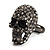 Gun Metal Swarovski Crystal Skull Ring - Size 7 - view 9