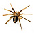 Gold Black Enamel Swarovski Crystal Spider Cocktail Ring - Size 7 - view 17