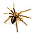 Gold Black Enamel Swarovski Crystal Spider Cocktail Ring - Size 7 - view 5