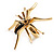 Gold Black Enamel Swarovski Crystal Spider Cocktail Ring - Size 7 - view 19