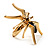 Gold Black Enamel Swarovski Crystal Spider Cocktail Ring - Size 7 - view 11
