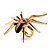 Gold Black Enamel Swarovski Crystal Spider Cocktail Ring - Size 7 - view 24