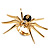 Gold Black Enamel Swarovski Crystal Spider Cocktail Ring - Size 7 - view 3