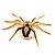 Gold Black Enamel Swarovski Crystal Spider Cocktail Ring - Size 7 - view 26