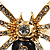 Gold Black Enamel Swarovski Crystal Spider Cocktail Ring - Size 7 - view 9