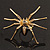 Gold Black Enamel Swarovski Crystal Spider Cocktail Ring - Size 7 - view 12