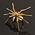 Gold Black Enamel Swarovski Crystal Spider Cocktail Ring - Size 7 - view 14