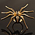 Gold Black Enamel Swarovski Crystal Spider Cocktail Ring - Size 7 - view 6