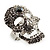 Dazzling Clear/Dimgrey Crystal Skull Cocktail Ring - Adjustable - view 4