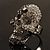 Dazzling Clear/Dimgrey Crystal Skull Cocktail Ring - Adjustable - view 15