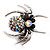 Stunning Iridescent Crystal Spider Stretch Cocktail Ring (Burn Silver Metal) - view 7