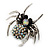Stunning Iridescent Crystal Spider Stretch Cocktail Ring (Burn Silver Metal) - view 3