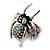 Stunning Iridescent Crystal Spider Stretch Cocktail Ring (Burn Silver Metal) - view 4