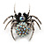 Stunning Iridescent Crystal Spider Stretch Cocktail Ring (Burn Silver Metal) - view 10