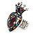Burn Silver Multicloured Diamante Crown & Heart Stretch Ring - view 10