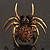Stunning Amber Coloured Crystal Spider Stretch Cocktail Ring (Burn Silver Metal) - view 3
