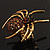Stunning Amber Coloured Crystal Spider Stretch Cocktail Ring (Burn Silver Metal) - view 8