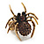 Stunning Amber Coloured Crystal Spider Stretch Cocktail Ring (Burn Silver Metal) - view 2