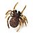 Stunning Amber Coloured Crystal Spider Stretch Cocktail Ring (Burn Silver Metal) - view 4