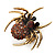 Stunning Amber Coloured Crystal Spider Stretch Cocktail Ring (Burn Silver Metal) - view 9