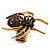 Stunning Amber Coloured Crystal Spider Stretch Cocktail Ring (Burn Silver Metal) - view 14