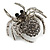 Stunning Grey Crystal Spider Stretch Cocktail Ring (Burn Silver Metal) - view 6