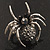 Stunning Grey Crystal Spider Stretch Cocktail Ring (Burn Silver Metal) - view 15
