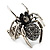 Stunning Grey Crystal Spider Stretch Cocktail Ring (Burn Silver Metal) - view 14