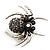 Stunning Grey Crystal Spider Stretch Cocktail Ring (Burn Silver Metal) - view 18