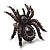 Oversized Purple Crystal Spider Stretch Cocktail Ring In Silver Plating - view 3