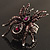 Oversized Purple Crystal Spider Stretch Cocktail Ring In Silver Plating - view 15