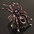 Oversized Purple Crystal Spider Stretch Cocktail Ring In Silver Plating - view 16