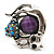 Burn Silver Purple Diamante Cat & Mouse Stretch Ring - view 11